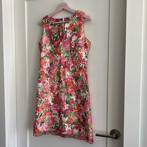 Sara Campbell orange pink & green floral dress size 6